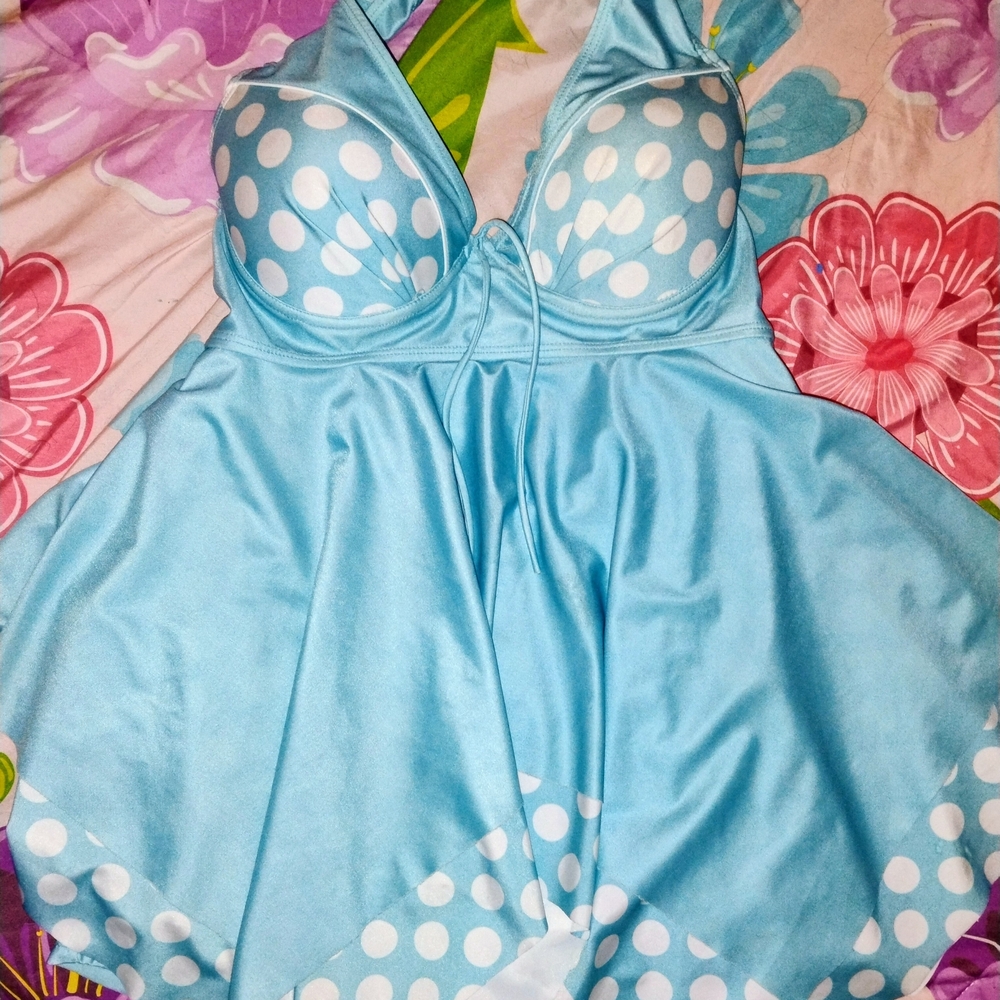 Chic Blue Polka Dot Swimsuit